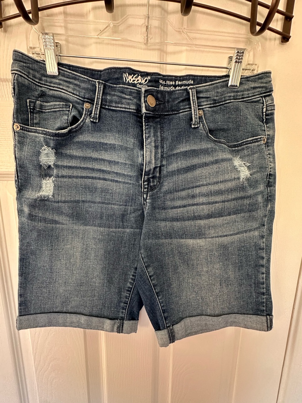 Mossimo Supply Co. Distressed  Denim Bermuda Shorts - Denim Blue- Size 12R
